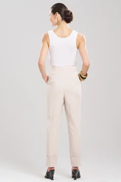 Natori Essentials|Pants, Skirts & Shorts-Cotton Chino High Waisted Pleated Pants