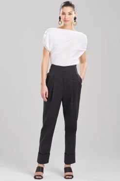 Natori Essentials|Pants, Skirts & Shorts-Cotton Chino High Waisted Pleated Pants