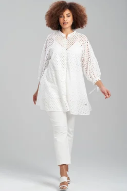 Natori Bridal Shower Outfits|Tops, Shirts & Tunics-Cotton Eyelet Balloon Sleeve Oversized Top