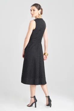 Natori Dresses|Wedding Guest Dresses-Cotton Eyelet Belted Dress