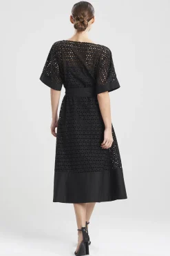 Natori Dresses-Cotton Eyelet Boatneck Dress