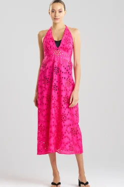 Natori Beach Dresses-Cotton Eyelet Halter Dress