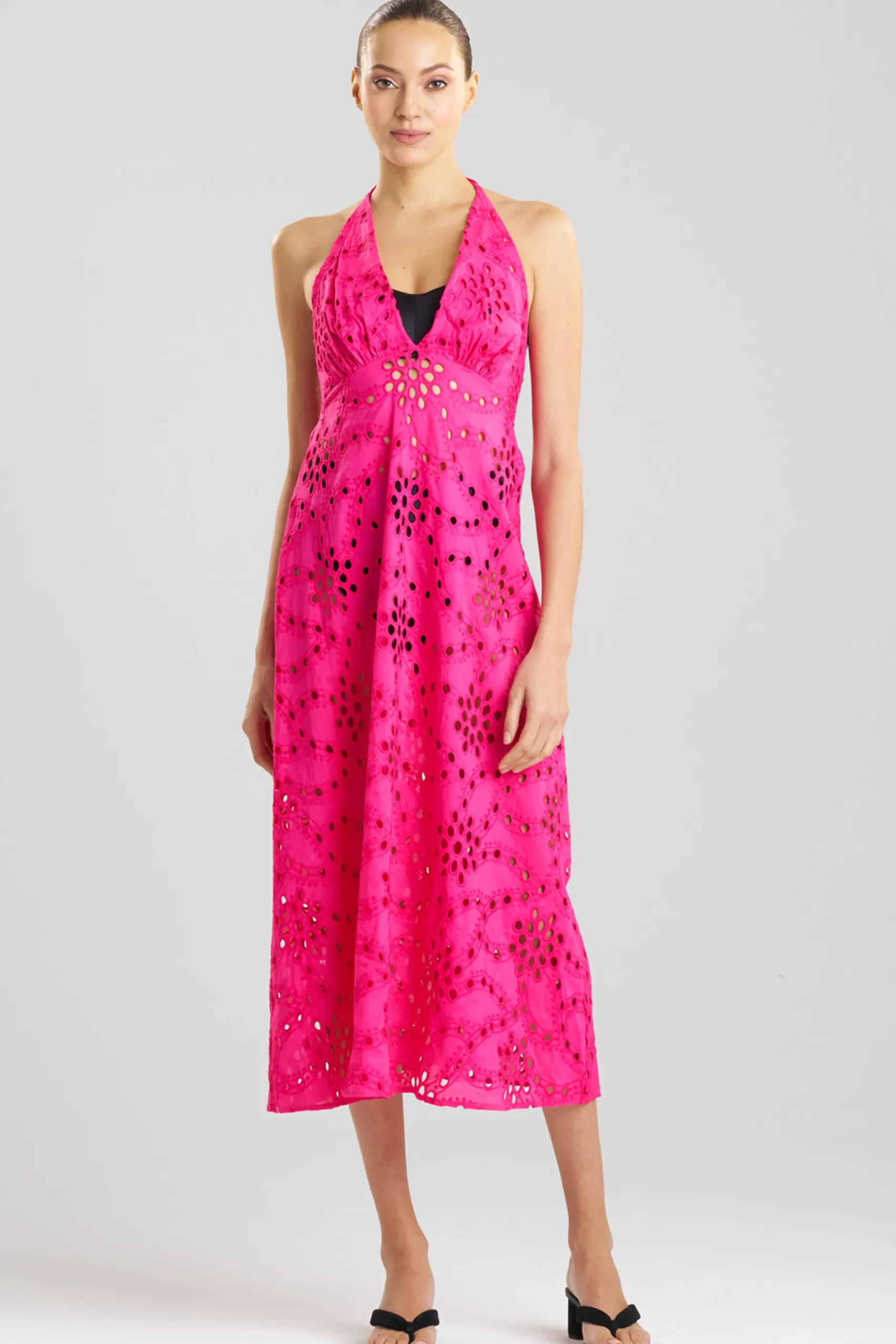 Natori Beach Dresses-Cotton Eyelet Halter Dress