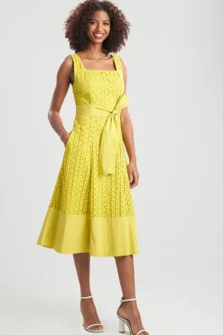 Natori Dresses-Cotton Eyelet Midi Tank Dress
