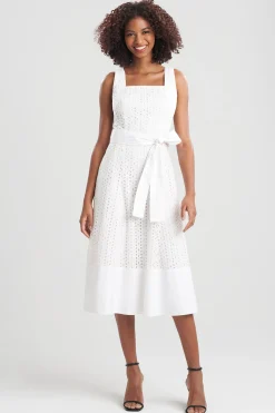 Natori Dresses-Cotton Eyelet Midi Tank Dress