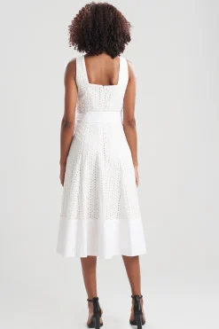 Natori Dresses-Cotton Eyelet Midi Tank Dress