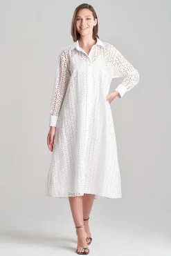 Natori Dresses-Cotton Eyelet Oversized Shirtdress