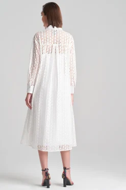 Natori Dresses-Cotton Eyelet Oversized Shirtdress