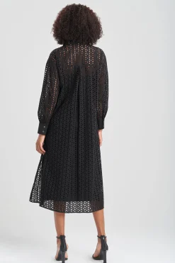 Natori Dresses-Cotton Eyelet Oversized Shirtdress