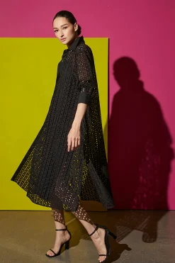Natori Dresses-Cotton Eyelet Oversized Shirtdress