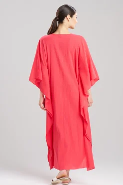 Natori Beach Caftans-Cotton Gauze Applique Caftan