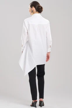 Natori Tops, Shirts & Tunics-Cotton Poplin Asymmetrical Flounce Shirt