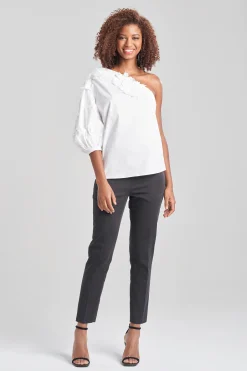 Natori Bridal Shower Outfits|Tops, Shirts & Tunics-Cotton Poplin Balloon One Shoulder Applique Top