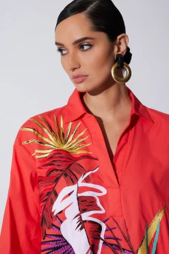 Natori Dresses-Cotton Poplin El Nido Embroidered Shirtdress