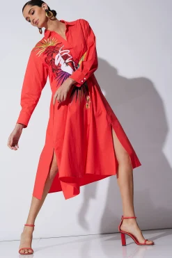 Natori Dresses-Cotton Poplin El Nido Embroidered Shirtdress
