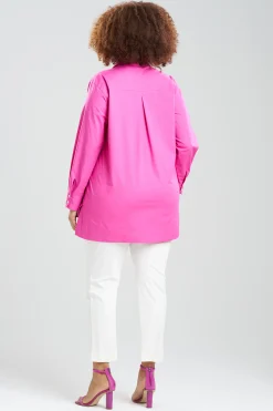 Natori Tops, Shirts & Tunics-Cotton Poplin Embroidered Oversized Top