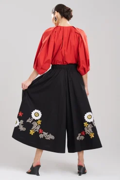 Natori Pants, Skirts & Shorts-Cotton Poplin Embroidered Palazzo Pants
