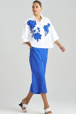 Natori Tops, Shirts & Tunics-Cotton Poplin Embroidered Trapeze Shirt