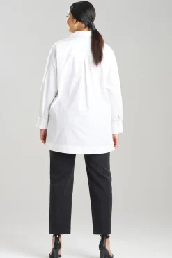 Natori Tops, Shirts & Tunics-Cotton Poplin Embroidered Tunic Shirt