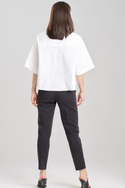 Natori Tops, Shirts & Tunics-Cotton Poplin Embroidered Cutout Trapeze Shirt