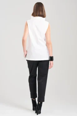Natori Essentials|Plus Sizes-Cotton Poplin Funnel Neck Top