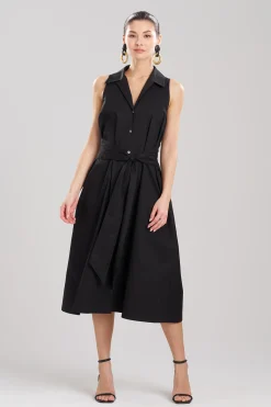 Natori Dresses-Cotton Poplin Halter Button Down Shirtdress
