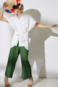 Natori Tops, Shirts & Tunics-Cotton Poplin Kimono Wrap Shirt