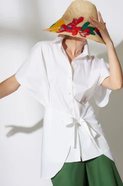 Natori Tops, Shirts & Tunics-Cotton Poplin Kimono Wrap Shirt