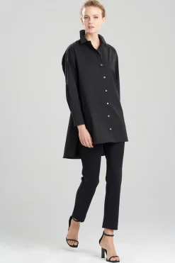 Natori Essentials|Tops, Shirts & Tunics-Cotton Poplin Oversized Button Down Shirt