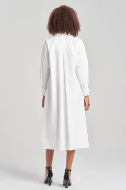 Natori Dresses-Cotton Poplin Oversized Embroidered Shirtdress