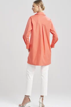 Natori Essentials|Tops, Shirts & Tunics-Cotton Poplin Oversized Half Placket Shirt