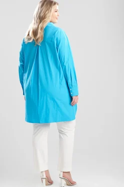 Natori Essentials|Tops, Shirts & Tunics-Cotton Poplin Oversized Half Placket Shirt