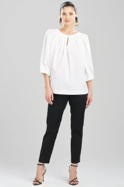 Natori Tops, Shirts & Tunics-Cotton Poplin Pleated Pullover Top