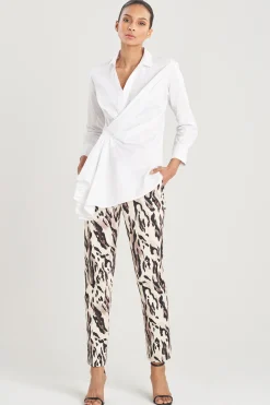 Natori Tops, Shirts & Tunics-Cotton Poplin Side Drape Shirt