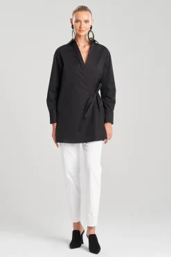 Natori Tops, Shirts & Tunics-Cotton Poplin Surplice Tie Shirt