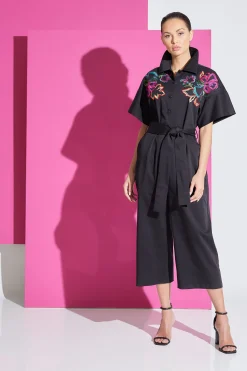 Natori Jumpsuits-Cotton Sateen Embroidered Jumpsuit