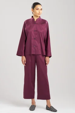 Natori Pajama Sets-Cotton Sateen Essentials Mandarin PJ