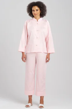 Natori Pajama Sets-Cotton Sateen Essentials Mandarin PJ