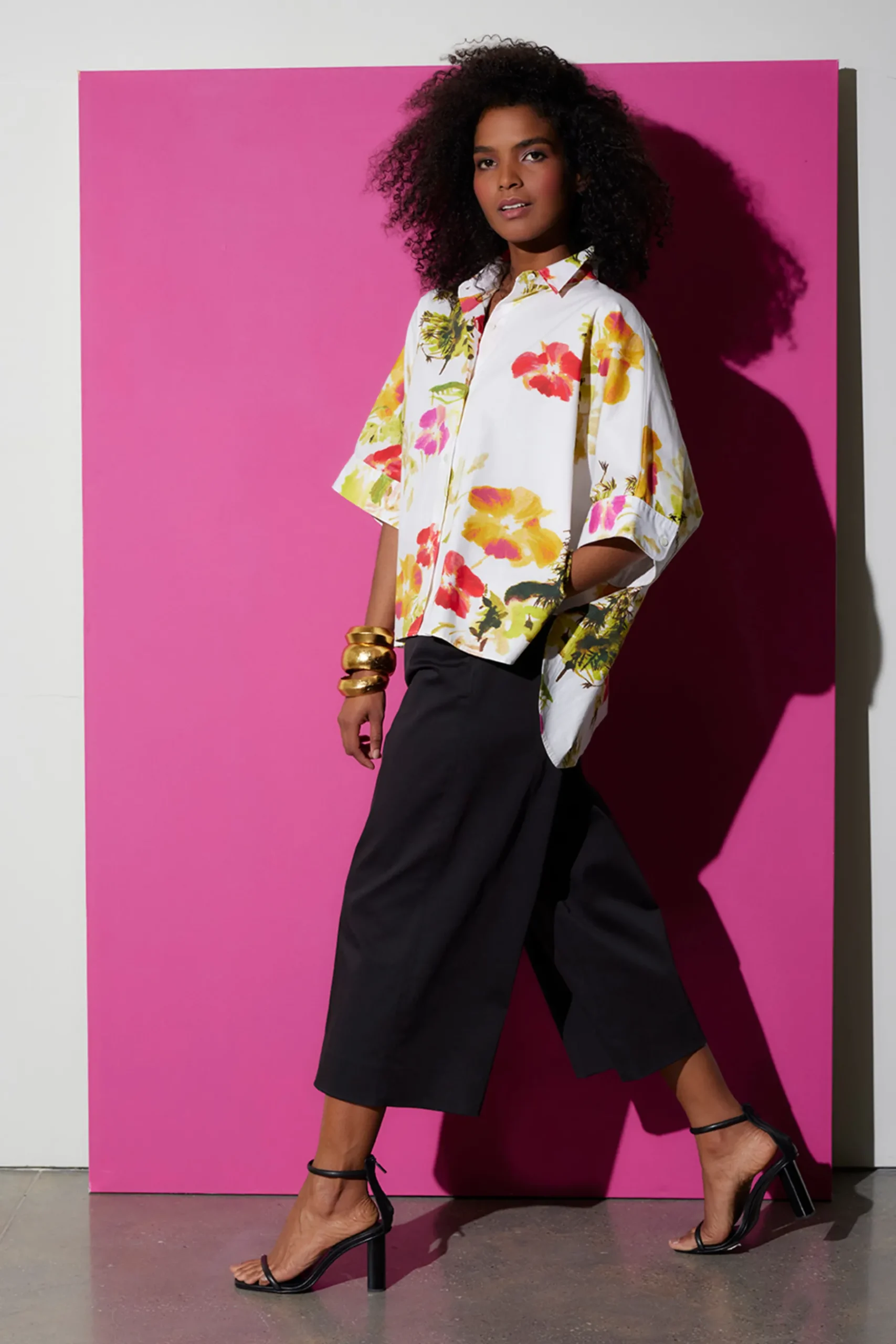 Natori Essentials|Pants, Skirts & Shorts-Cotton Sateen Wide Leg Crop Pants