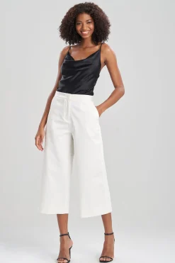 Natori Essentials|Pants, Skirts & Shorts-Cotton Sateen Wide Leg Crop Pants