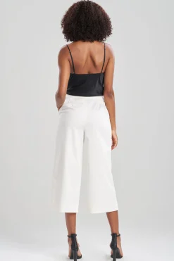 Natori Essentials|Pants, Skirts & Shorts-Cotton Sateen Wide Leg Crop Pants