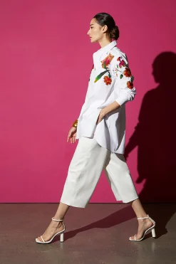 Natori Essentials|Pants, Skirts & Shorts-Cotton Sateen Wide Leg Crop Pants