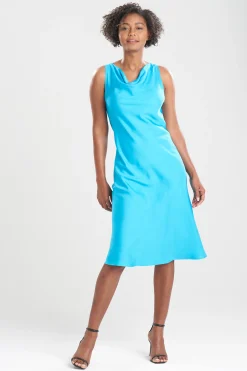 Natori Dresses|Wedding Guest Dresses-Cotton Silk Bias Cowl Dress