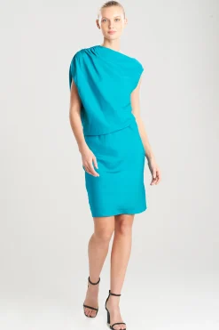 Natori Dresses-Cotton Silk Sleeveless Drape Dress