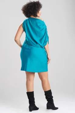Natori Dresses-Cotton Silk Sleeveless Drape Dress