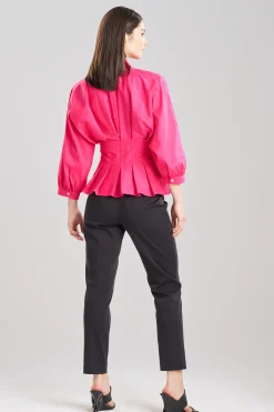 Natori Tops, Shirts & Tunics-Cotton Silk Slub Pleated Shirt