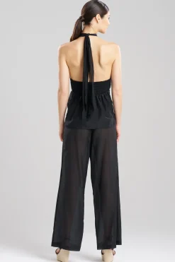 Natori Beach Tops|Tops, Shirts & Tunics-Cotton Silk Voile Applique Sheer Halter Top