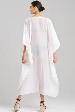 Natori Beach Caftans-Cotton Silk Voile Beaded Sheer Caftan