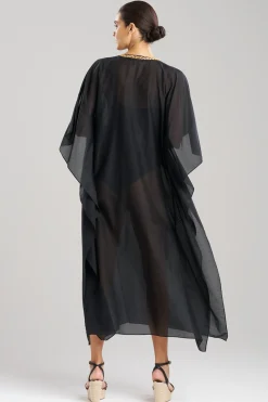 Natori Beach Caftans-Cotton Silk Voile Beaded Sheer Caftan