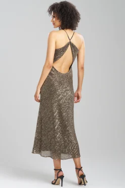 Natori Dresses|Wedding Guest Dresses-Couture All Over Sequins Open Back Slip Dress